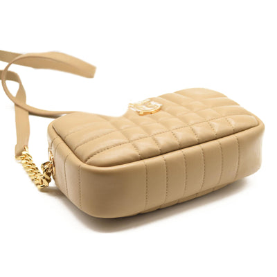 BURBERRY Calfskin Quilted Small Lola Camera Bag Beige