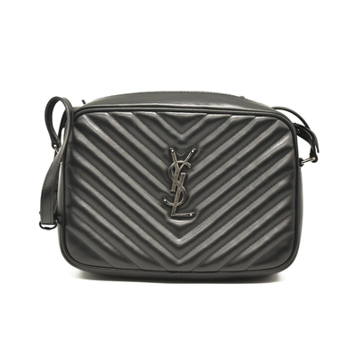 SAINT LAURENT  Calfskin Matelasse Monogram Lou Camera Bag Black