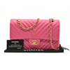 Chanel  Lambskin Chevron Quilted Medium Double Flap Pink