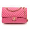 Chanel  Lambskin Chevron Quilted Medium Double Flap Pink