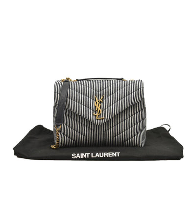 Saint Laurent Loulou Small in Striped Denim