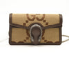 GUCCI Monogram Jumbo GG Textured Dollar Calfskin Super Mini Dionysus Shoulder Bag Camel Ebony New Acero