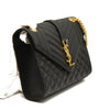 Saint Laurent  Grain De Poudre Textured Mixed Matelasse Triquilt Medium Monogram Satchel Black