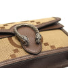 GUCCI Monogram Jumbo GG Textured Dollar Calfskin Super Mini Dionysus Shoulder Bag Camel Ebony New Acero