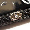 CHANEL Patent Chain Wallet Boy Reverso Flap Black Crossbody