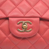 CHANEL Classic Flap Large Pink Leather Gold Hardware Velvet Chain Strap Karl Lagerfeld Signature