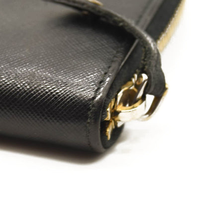 PRADA Saffiano Zip Around Wallet Black