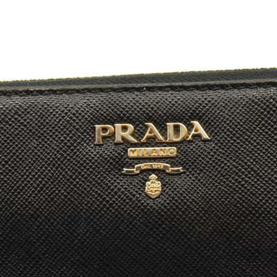 PRADA Saffiano Zip Around Wallet Black