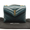 SAINT LAURENT Calfskin Y Quilted Monogram Small Loulou Chain Satchel Turquoise