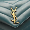 SAINT LAURENT Calfskin Y Quilted Monogram Small Loulou Chain Satchel Turquoise