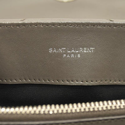 SAINT LAURENT Calfskin Matelasse Small Loulou Monogram Chain Satchel Grey Beige