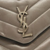 SAINT LAURENT Calfskin Matelasse Small Loulou Monogram Chain Satchel Grey Beige