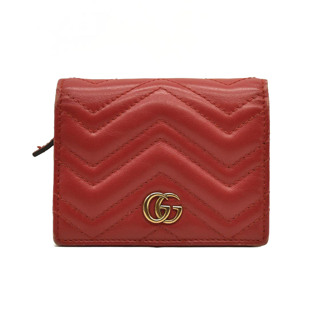 GUCCI GG Marmont Quilted Leather Bifold Wallet Red