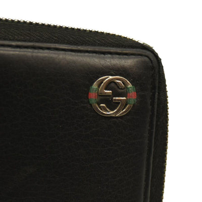 Gucci  Dollar Calfskin GG Zip Around Wallet Black