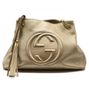 $1990 Gucci Metallic Pebbled Calfskin Medium Soho Chain Shoulder Bag Golden Beige