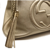 $1990 Gucci Metallic Pebbled Calfskin Medium Soho Chain Shoulder Bag Golden Beige