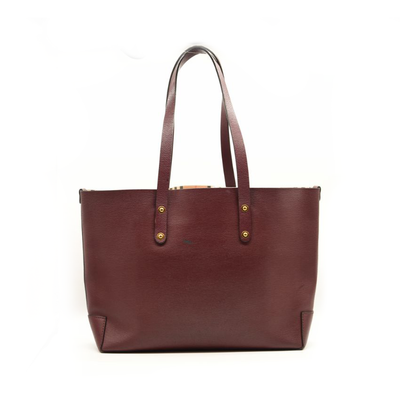 Burberry Calfskin Crest Embossed Small Tote Burgundy