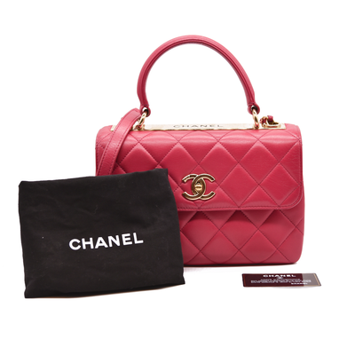 CHANEL Lambskin Quilted Small Trendy CC Flap Dual Handle Bag Pink