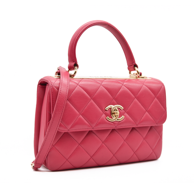 CHANEL Lambskin Quilted Small Trendy CC Flap Dual Handle Bag Pink