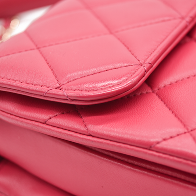 CHANEL Lambskin Quilted Small Trendy CC Flap Dual Handle Bag Pink