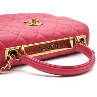 CHANEL Lambskin Quilted Small Trendy CC Flap Dual Handle Bag Pink