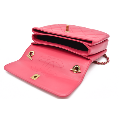 CHANEL Lambskin Quilted Small Trendy CC Flap Dual Handle Bag Pink