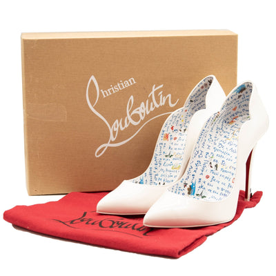 NEW $845 CHRISTIAN LOUBOUTIN Patent Hot Chick 100 Pumps 37.5 White