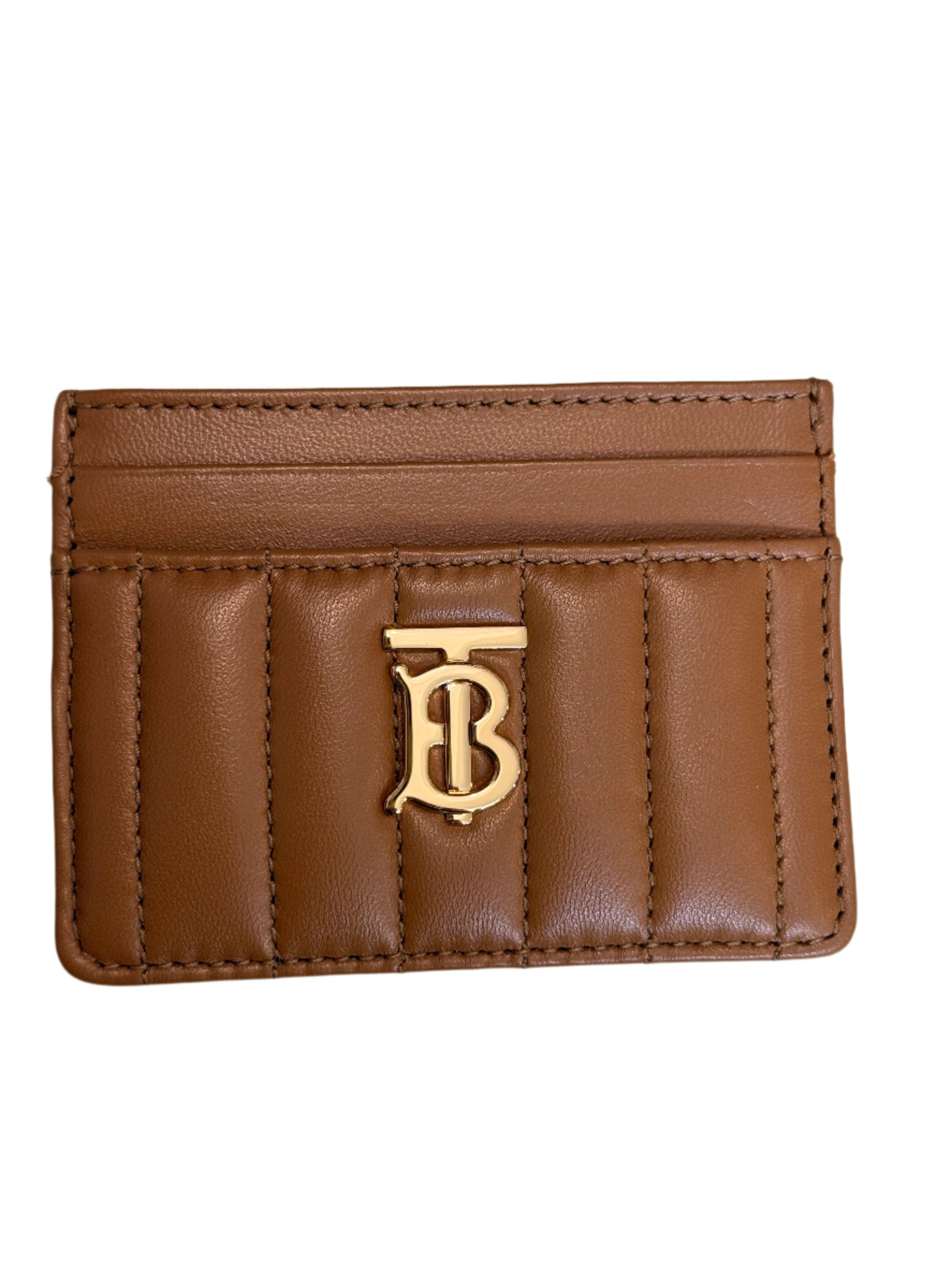 BURBERRY Quilted Leather Lola Card Case Brown