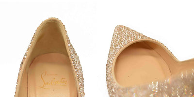 Christian Louboutin Kate 85 mm Gold Crystal Embellished Pumps EU 35