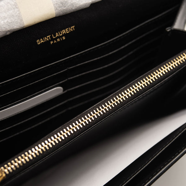 Saint Laurent YSL Chain Wallet Nero in Black Leather With Gold Hardware -  GemandLoan
