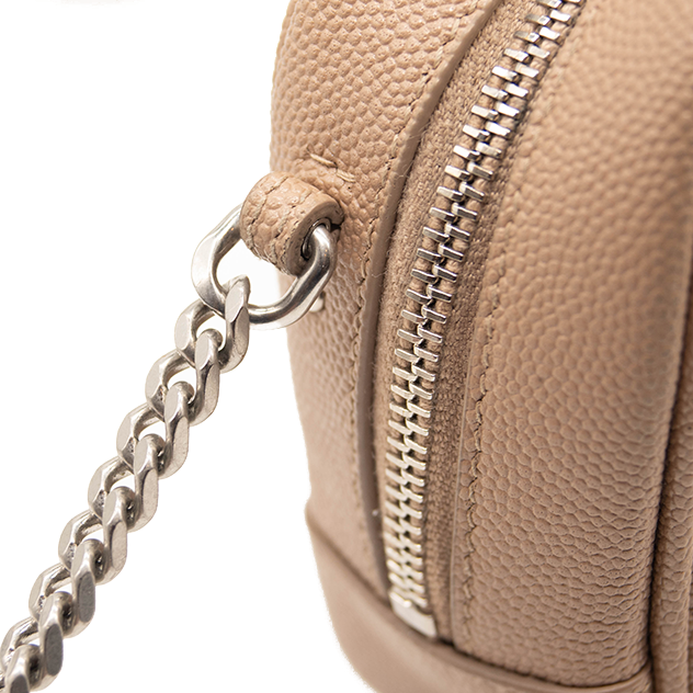 Saint Laurent Brown Mini Monogram Lou Crossbody Bag Beige Leather