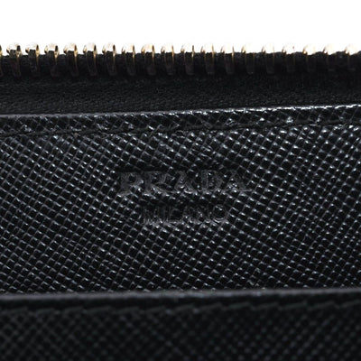 PRADA Saffiano Zip Around Wallet Black