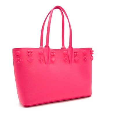 NEW $1795 Christian Louboutin Small Cabata Studded Leather Tote Pink POUPIDOU