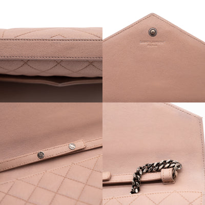 Saint Laurent Beige Monogram Ysl V-Flap Large Tri-Quilt Envelope Chain Shoulder Bag