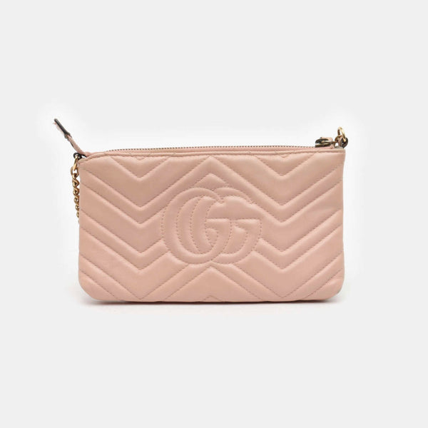 Gucci Pink GG Marmont Matelasse Mini Chain Bag For Sale at 1stDibs