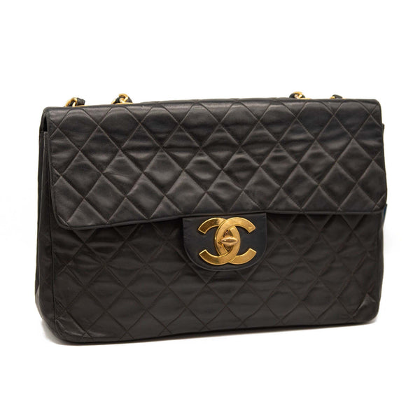 CHANEL Lambskin Quilted Small Single Flap Bag Black 1139710