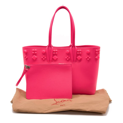 NEW $1795 Christian Louboutin Small Cabata Studded Leather Tote Pink POUPIDOU