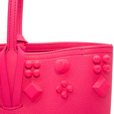 NEW $1795 Christian Louboutin Small Cabata Studded Leather Tote Pink POUPIDOU