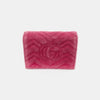 Gucci Velvet Matelasse Pearl Love Embroidered GG Marmont Card Case Wallet Light Raspberry Rose