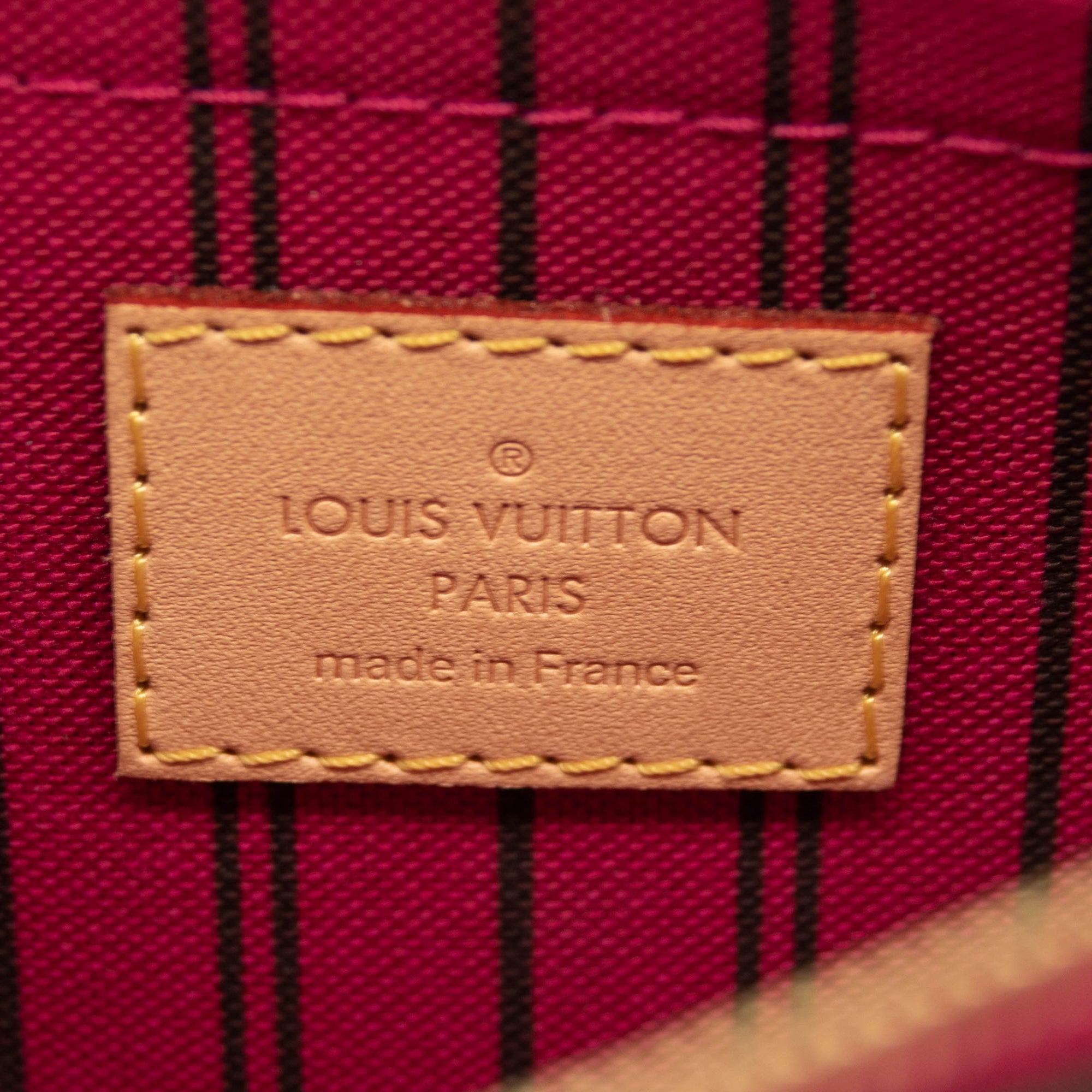 Louis Vuitton Damier Ebene Neverfull mm GM Pochette Rose Ballerine
