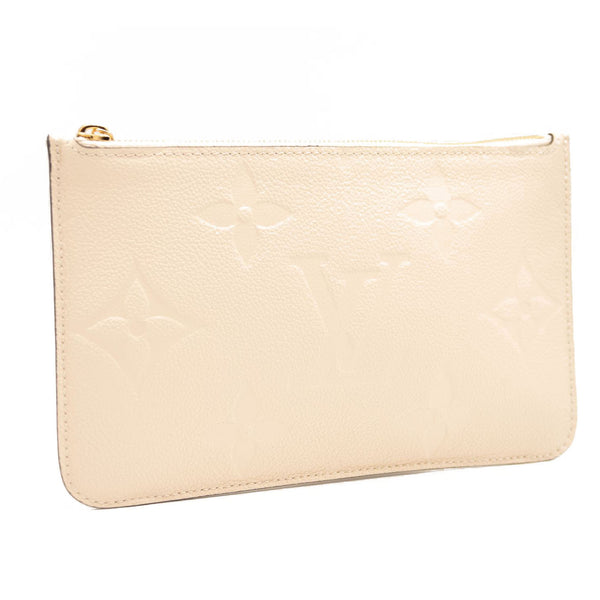 LOUIS VUITTON Empreinte Monogram Neverfull MM Pochette Wristlet Cream