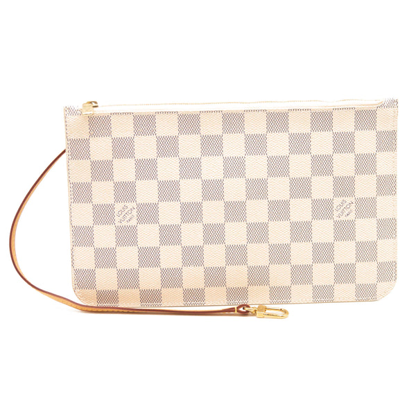 Louis Vuitton Neverfull Bag Gm Damier Azur Purse White Leather and Can -  MyDesignerly