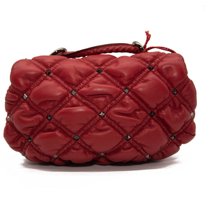 Valentino Small Spikeme Quilted Leather Bag Red