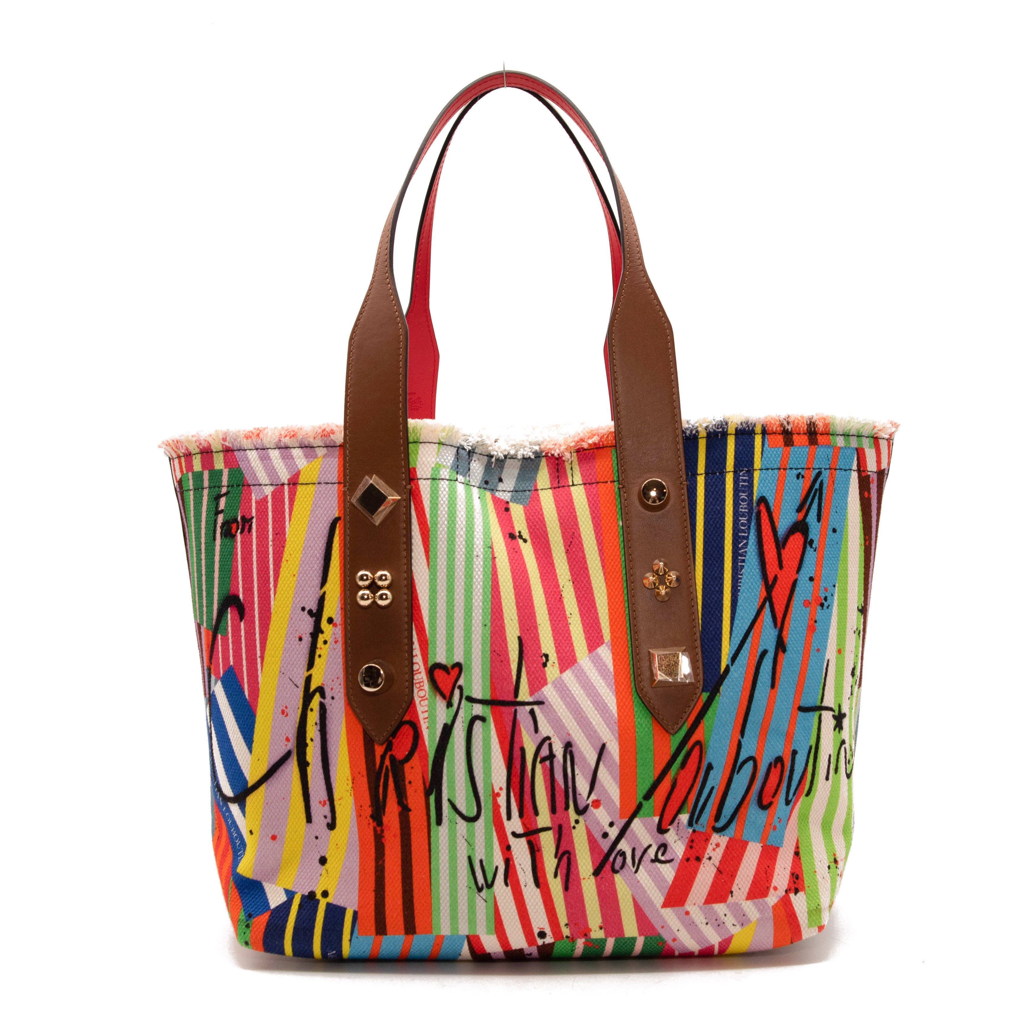 Luxury handbag - Frangibus Christian Louboutin medium tote bag in multicolor  fabric