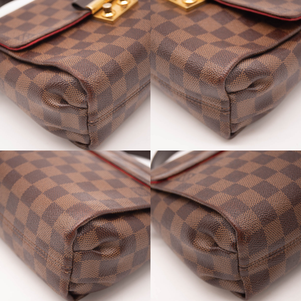 Banananina Product Review: Louis Vuitton Damier Ebene Croisette  Crafted  of Louis Vuitton Damier ebene coated canvas. This bag features leather trim  and sturdy top handle, an optional shoulder strap and a