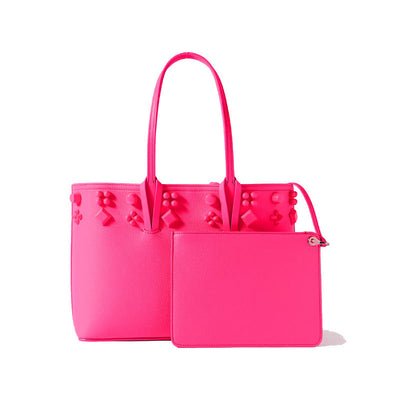 NEW $1795 Christian Louboutin Small Cabata Studded Leather Tote Pink POUPIDOU