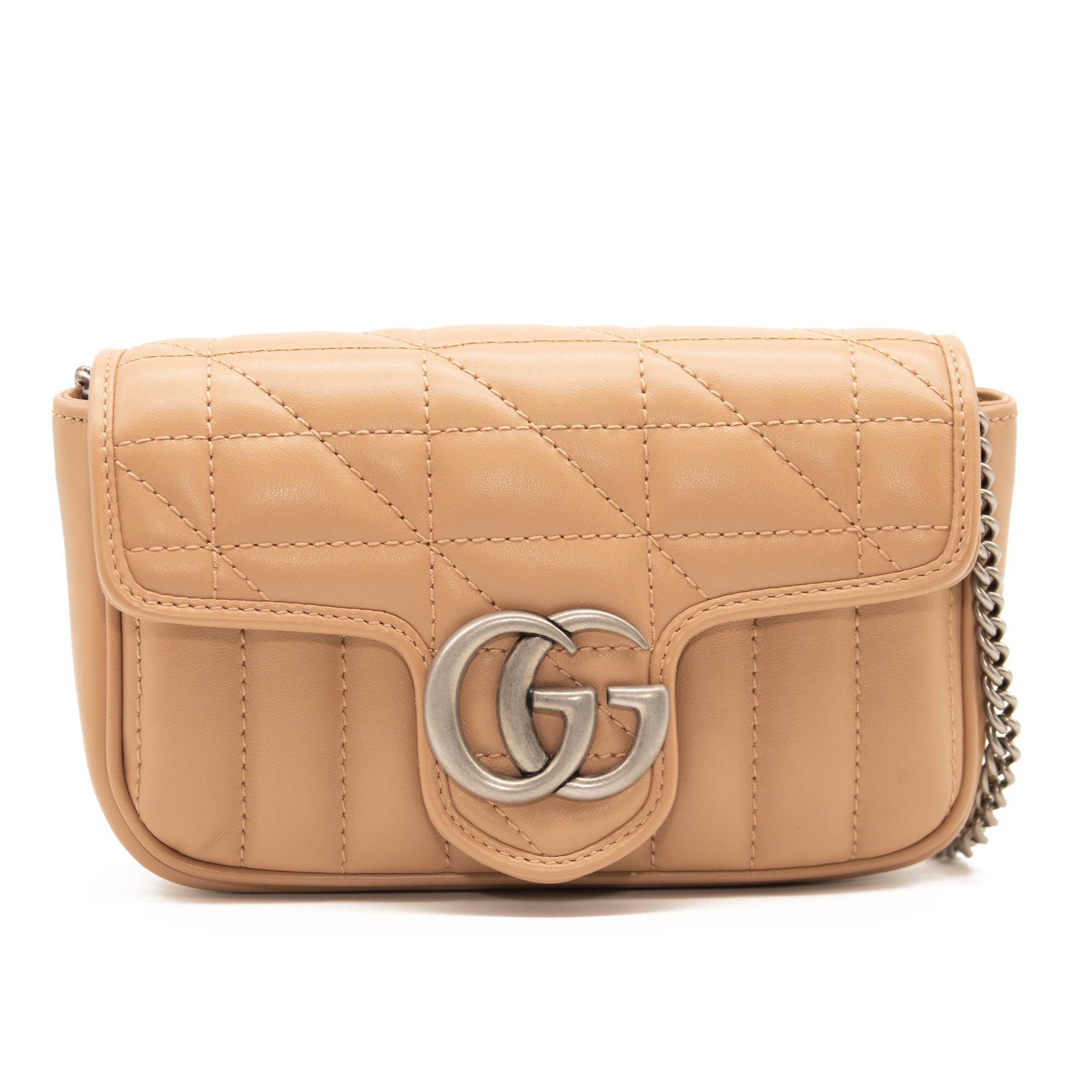 GG Marmont matelassé super mini bag in rose beige leather