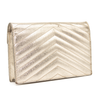 Saint Laurent Grain De Poudre Matelasse Chevron Monogram Envelope Chain Wallet Gold