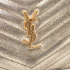 Saint Laurent Grain De Poudre Matelasse Chevron Monogram Envelope Chain Wallet Gold