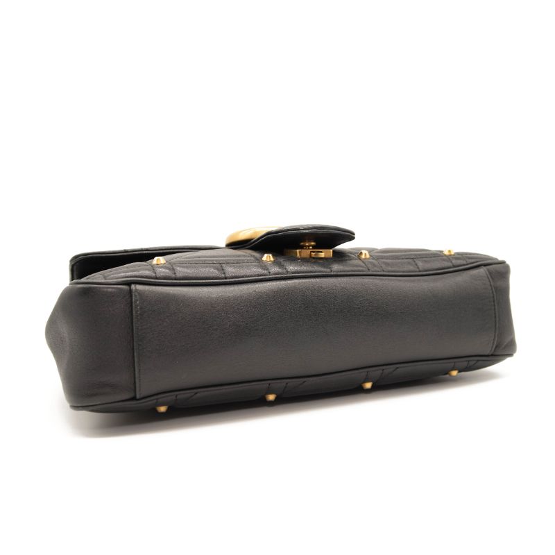 Gucci - GG Marmont Medium Studded Matelassé Shoulder Bag Black